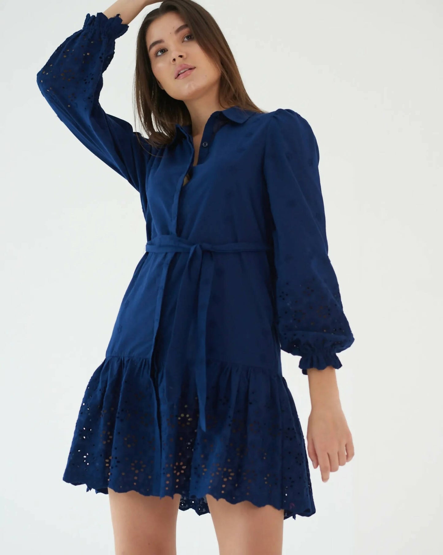 Effortless Elegance - Blue Cotton Shirt Dress