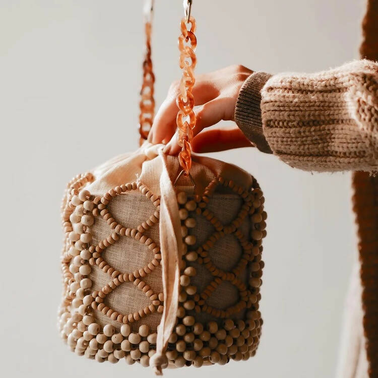 Boho Bead Bucket Bag