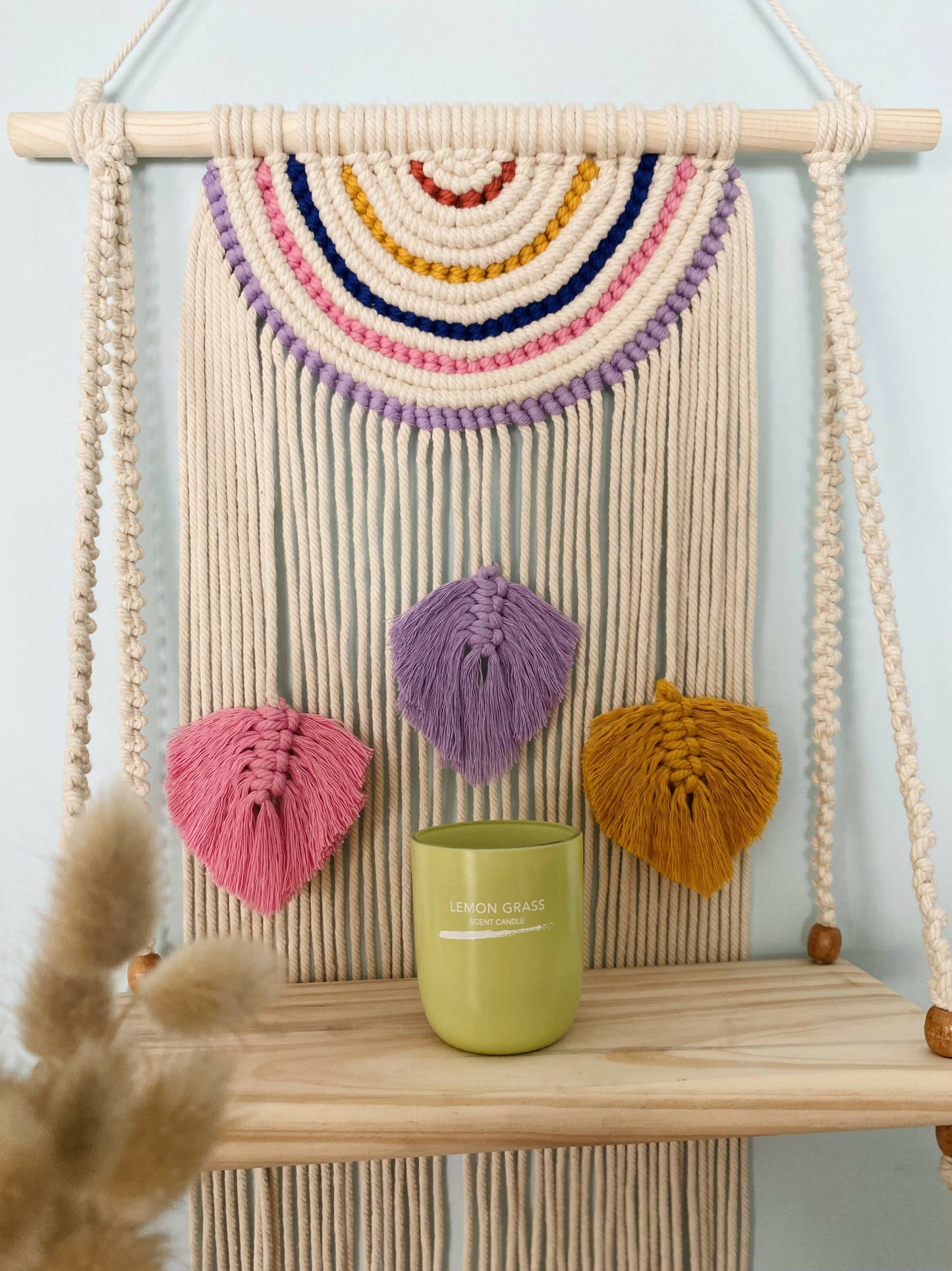 Semi Mandala Macrame Floating Shelf