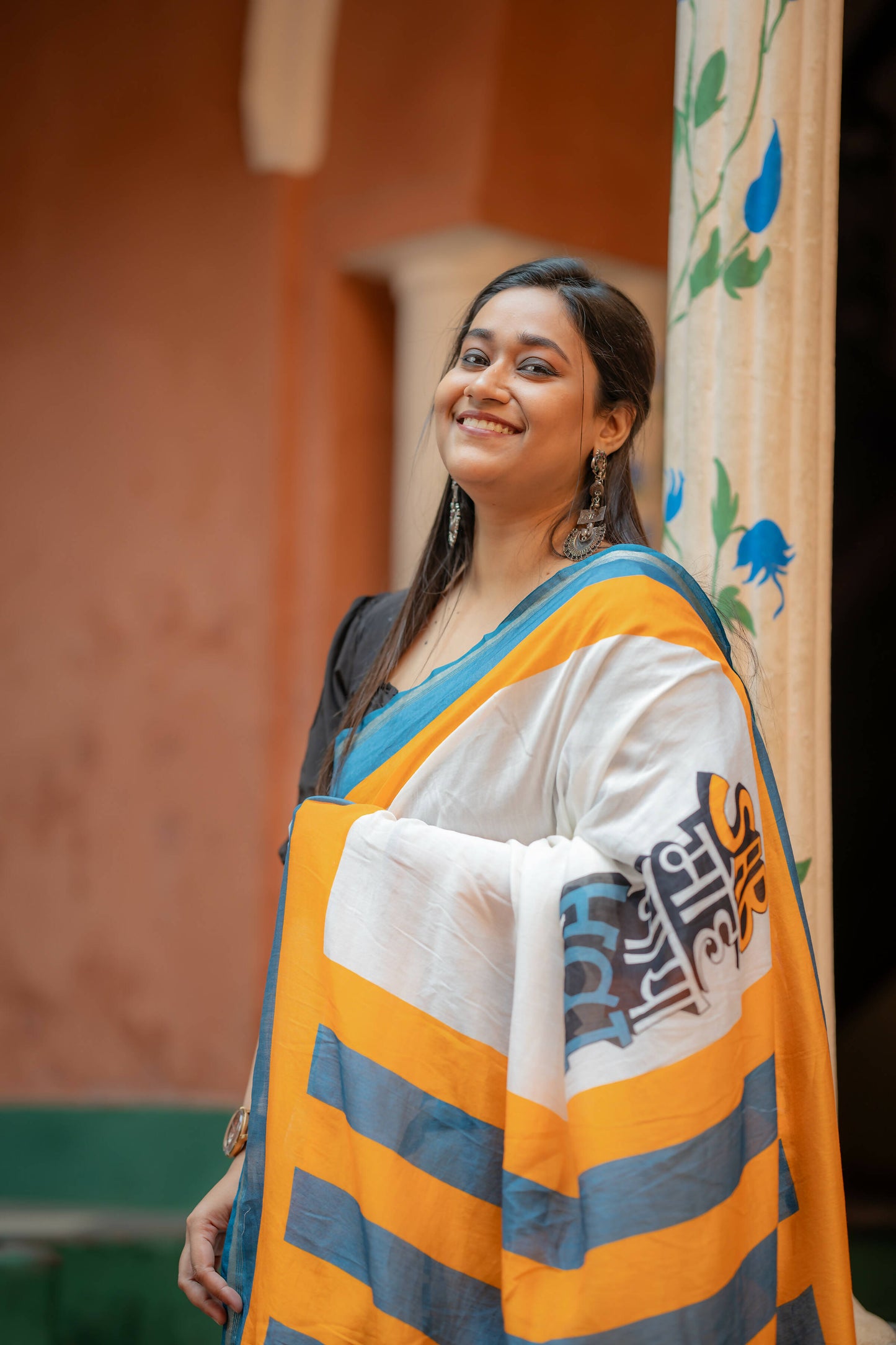 Sab Moh Maya Hai Quirky Print Chanderi Saree