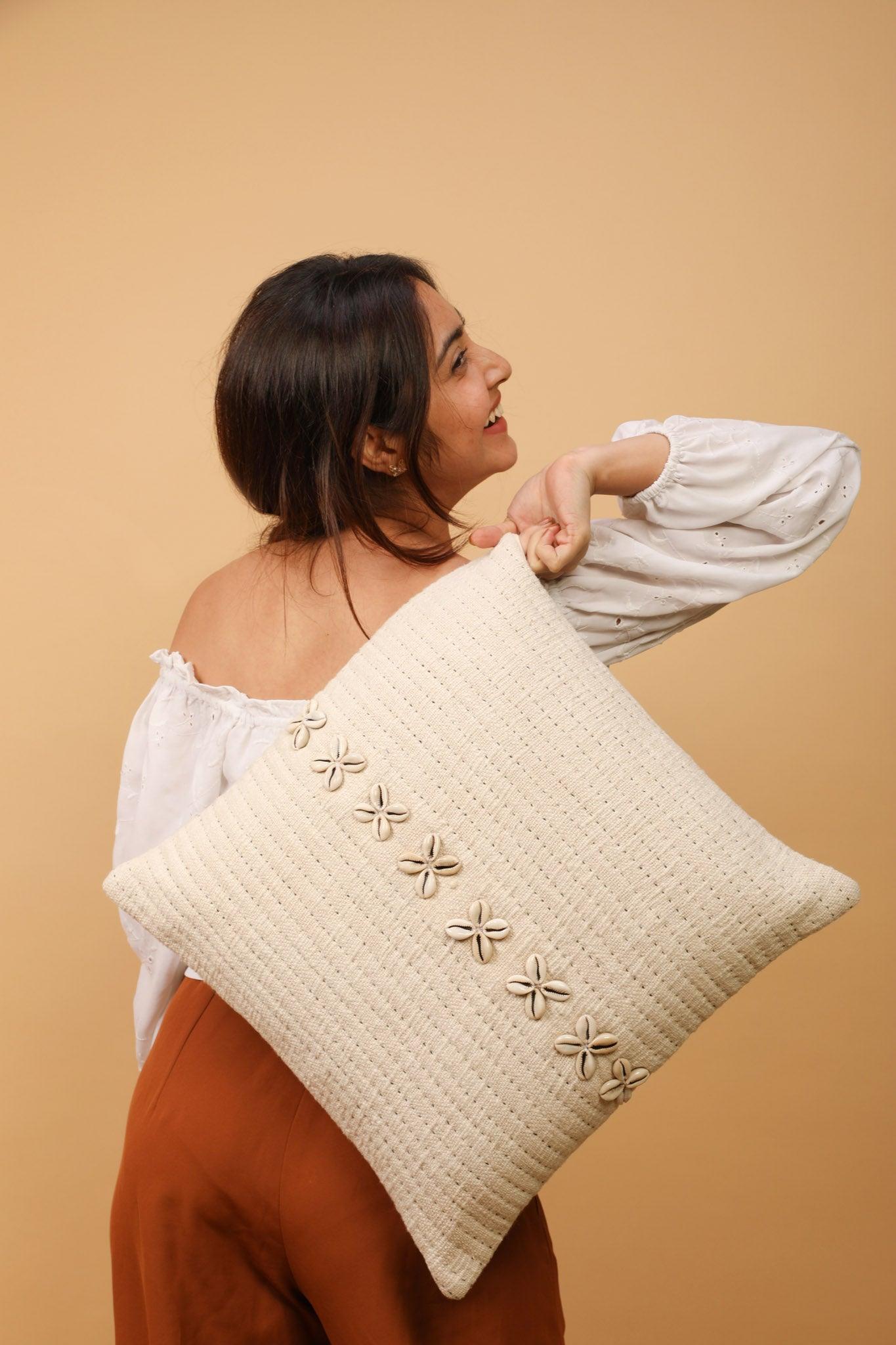 Seashore Cushion Cover - Hand Embroidered