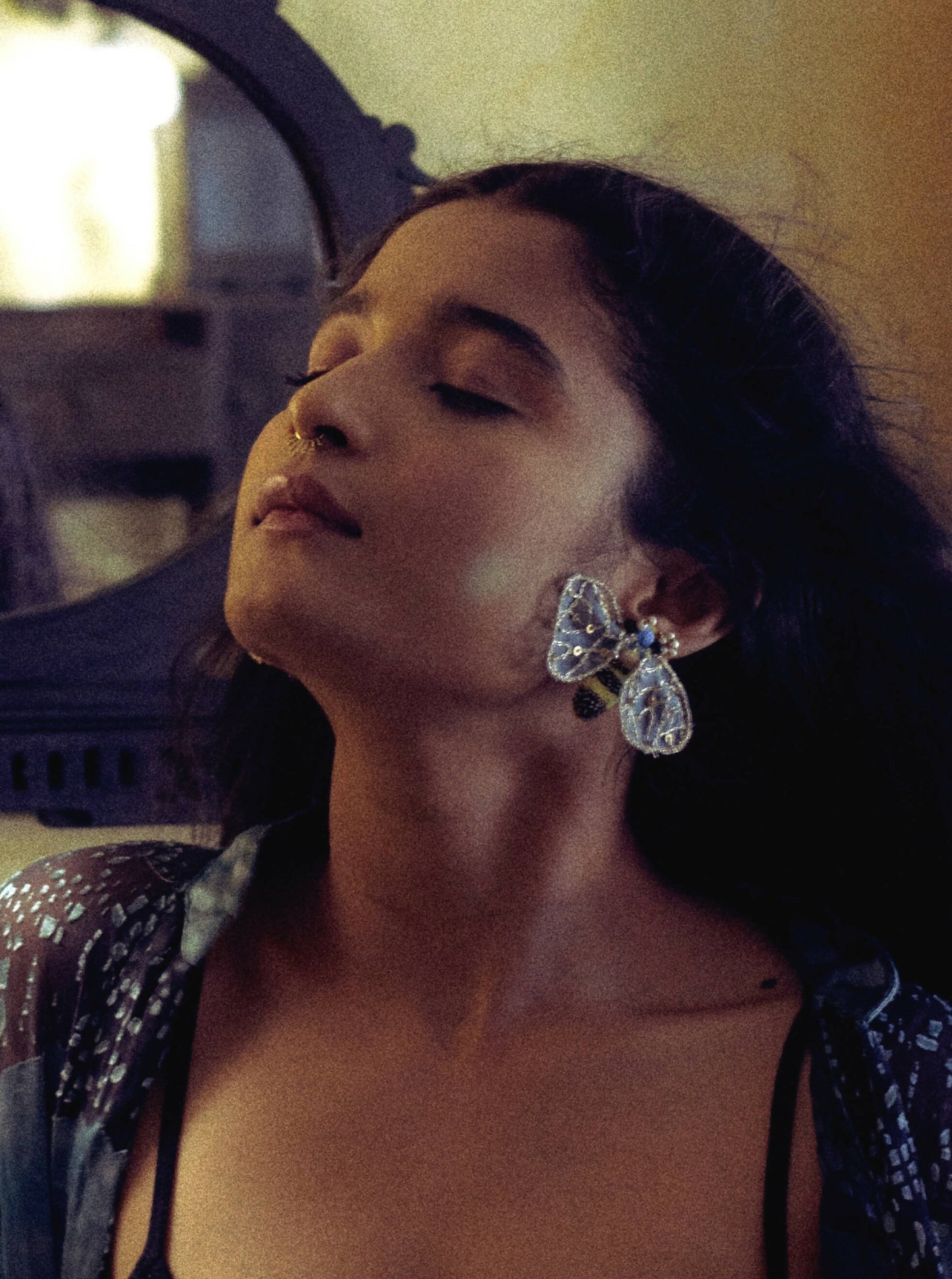 Bee Embroidered Earrings