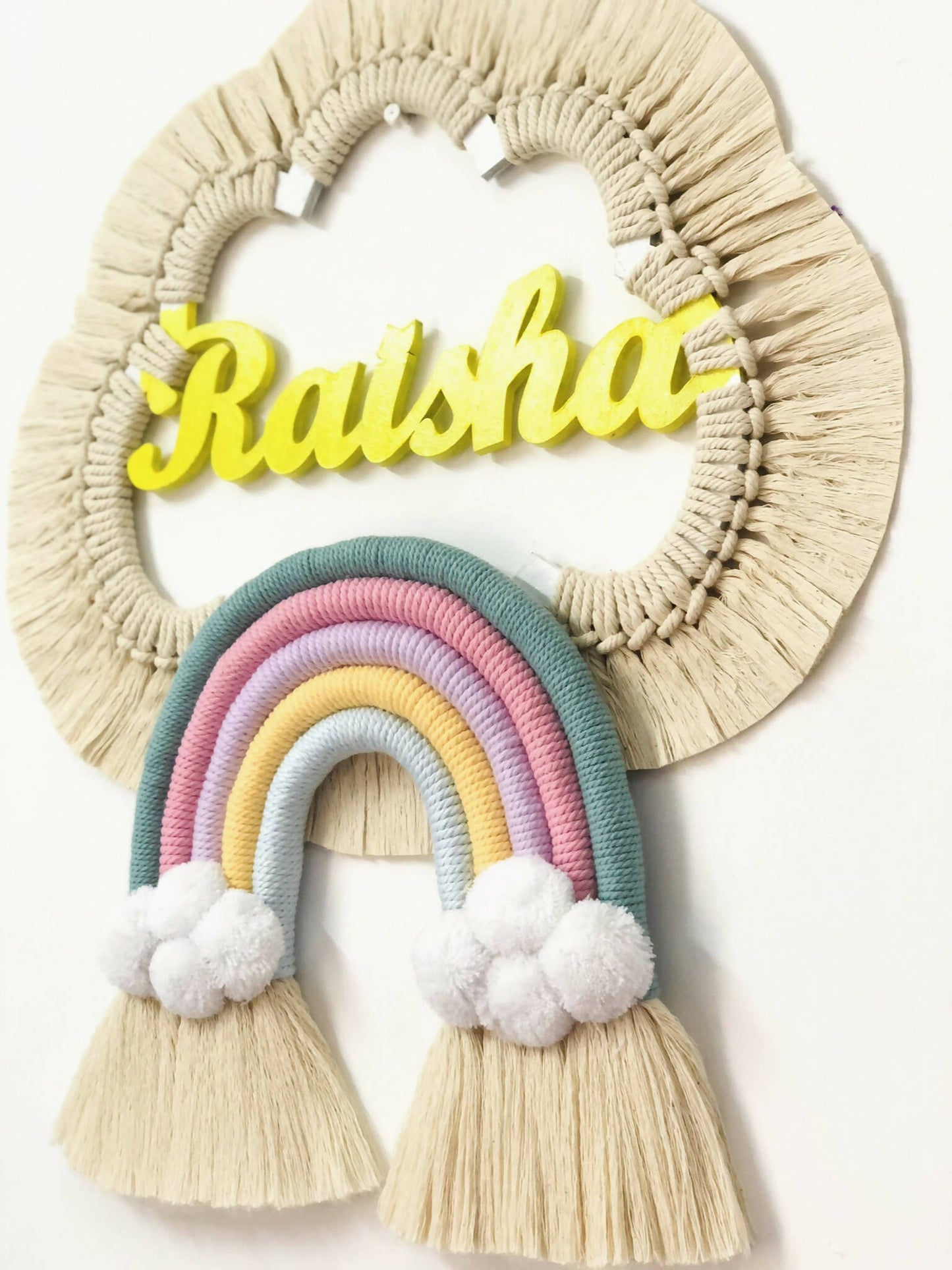 Mini Cloud Rainbow Name Macrame Dreamcatcher