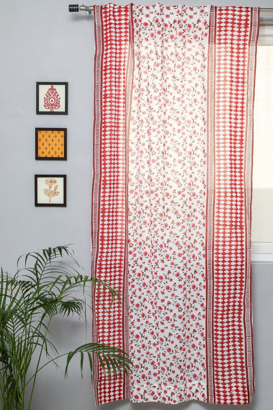 Anemone Orchid Handblock Printed Cotton Door Curtain