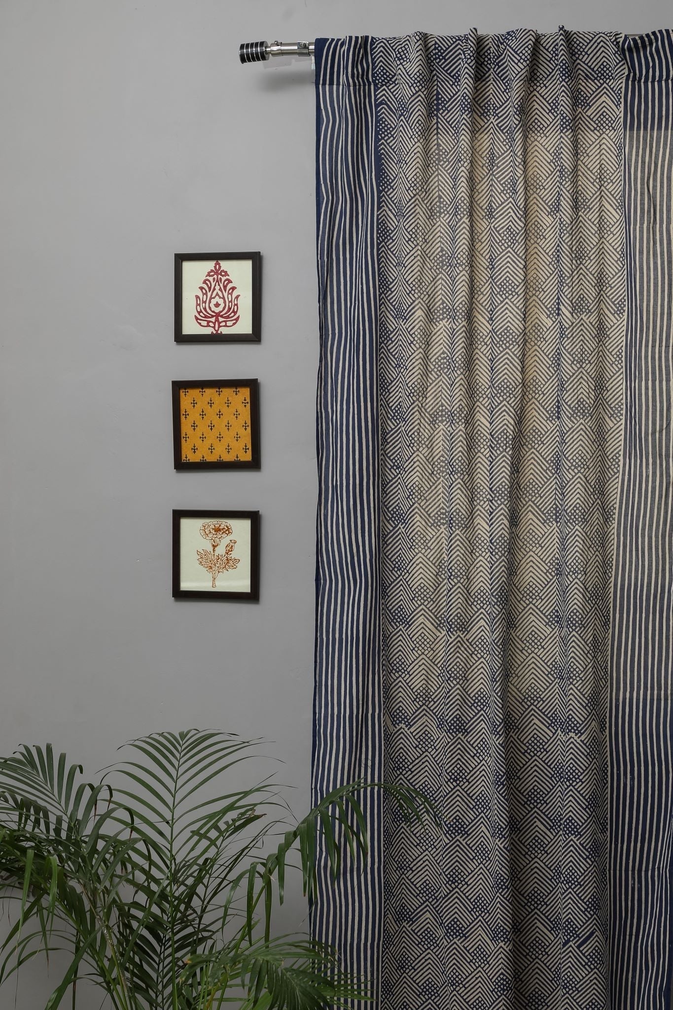 Aster Handblock Printed Cotton Door Curtain