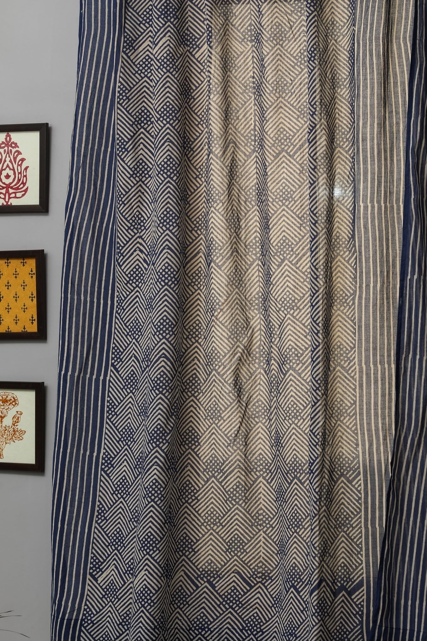 Aster Handblock Printed Cotton Window Curtain