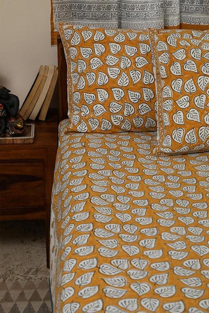 Autumn Fall Handblock Printed Cotton Bedsheet