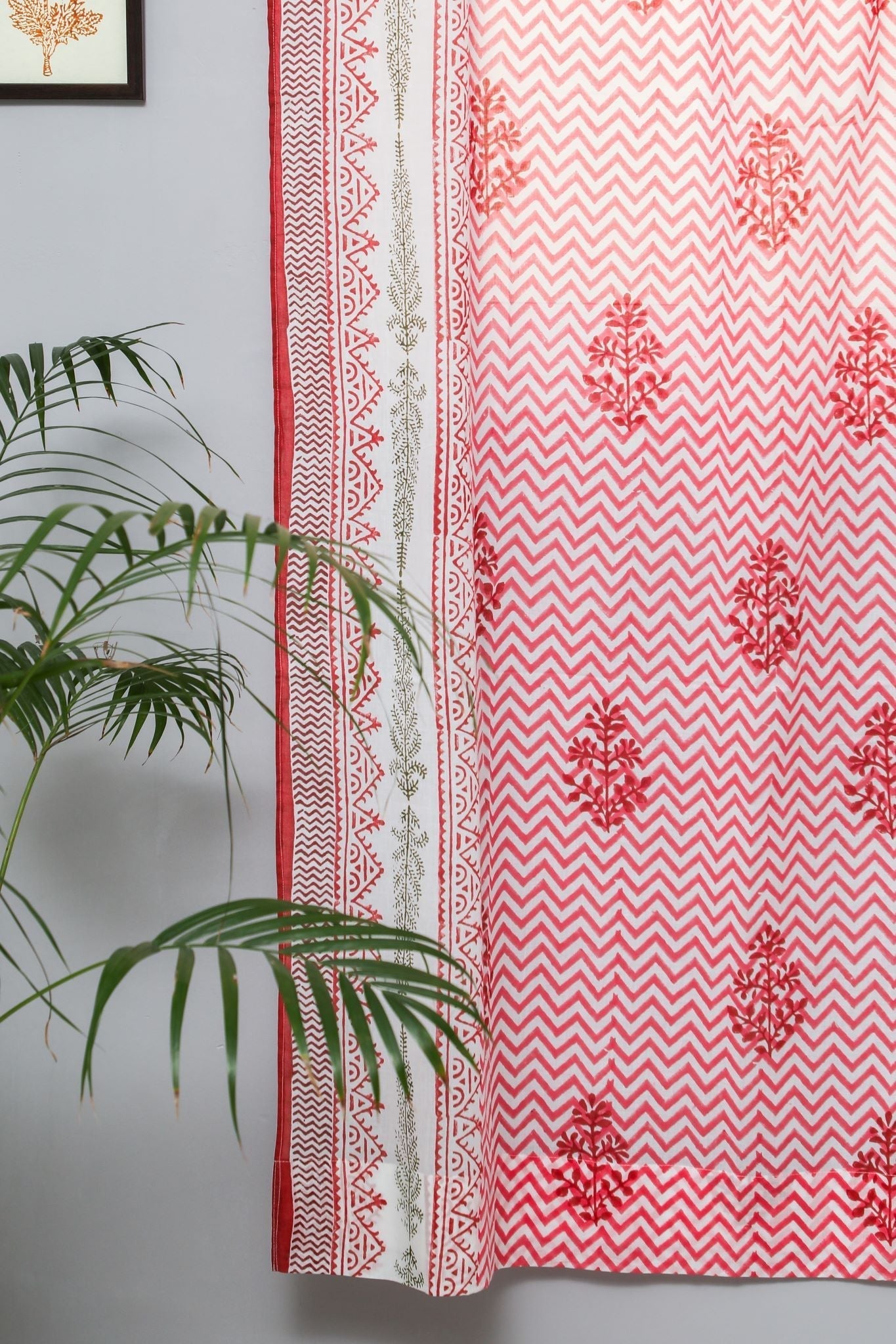 Blast Colour Red Handblock Printed Cotton Door Curtain