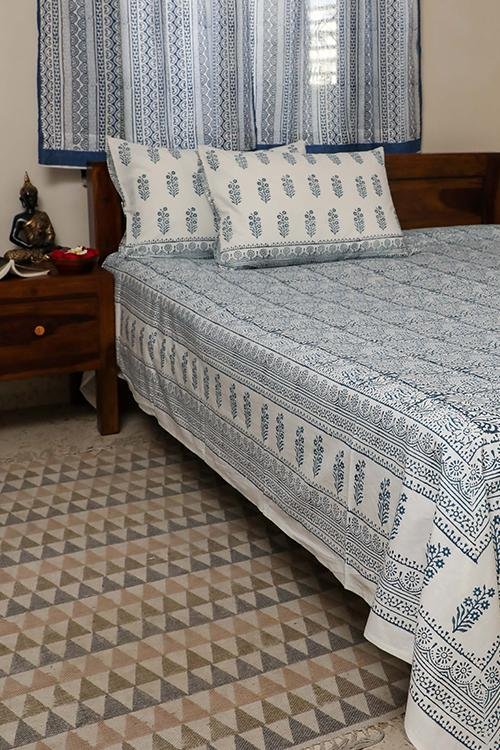 Cuckoo' Handblock Printed Cotton Bedsheet