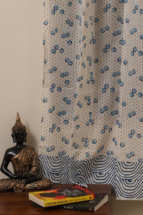 Dancing Bubbles Handblock Printed Voile Cotton Curtain