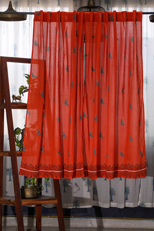 Dawning Pastel Handblock Printed Cotton Window Curtain