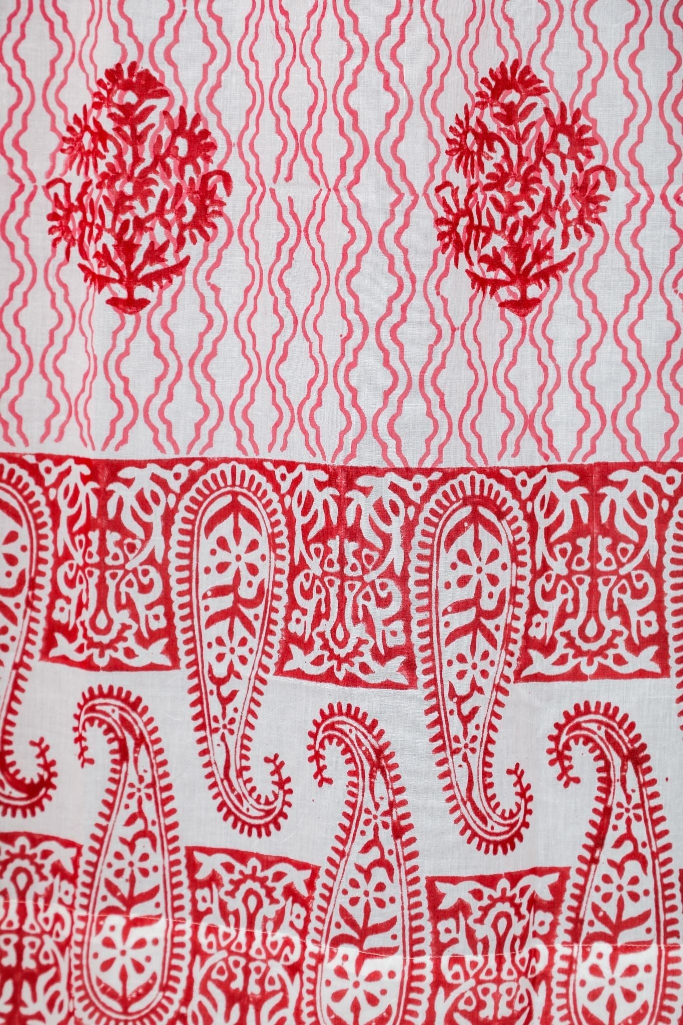 Dazzling Rose Handblock Printed Cotton Door Curtain