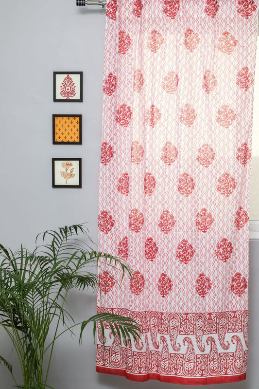 Dazzling Rose Handblock Printed Cotton Door Curtain