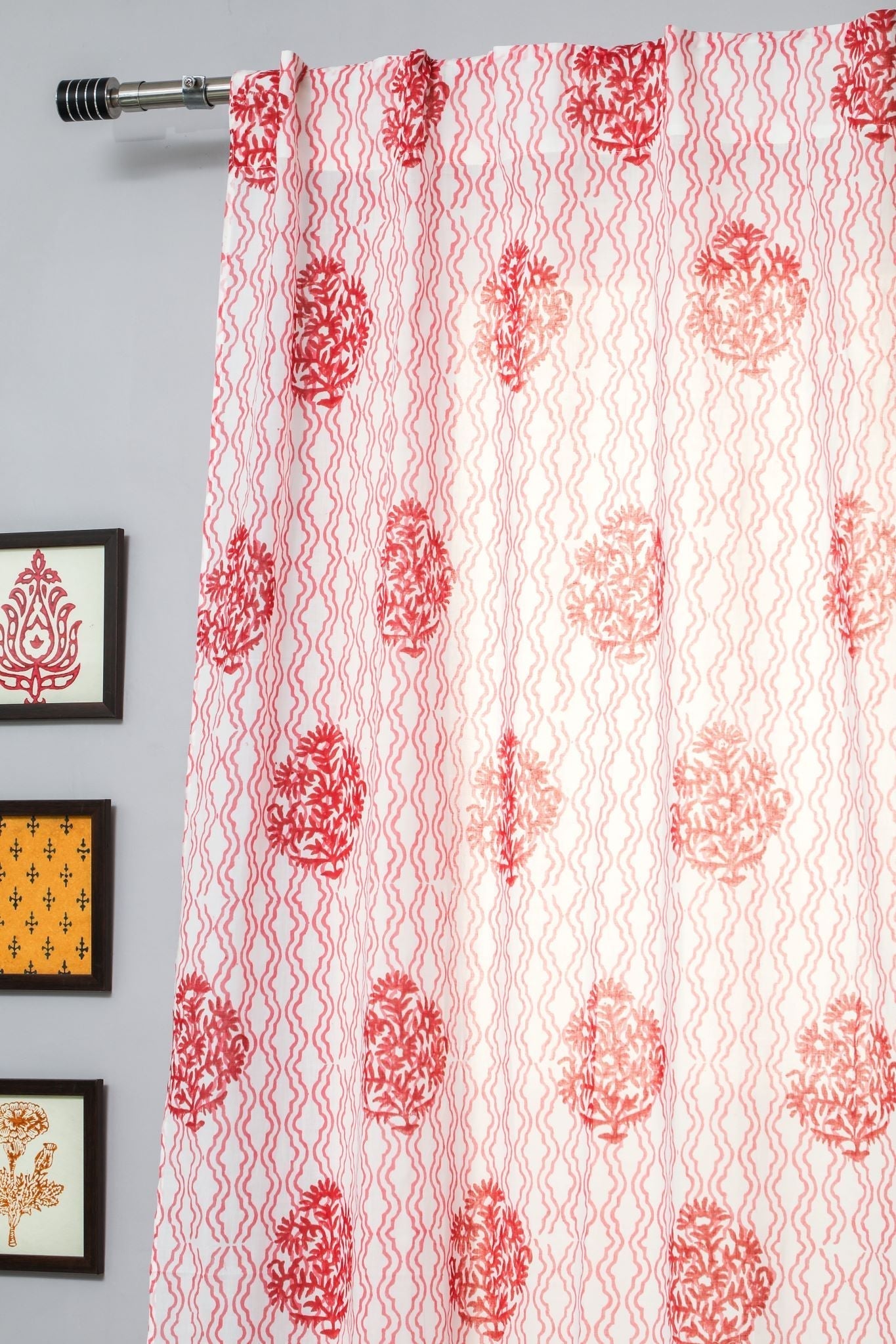 Dazzling Rose Handblock Printed Cotton Door Curtain