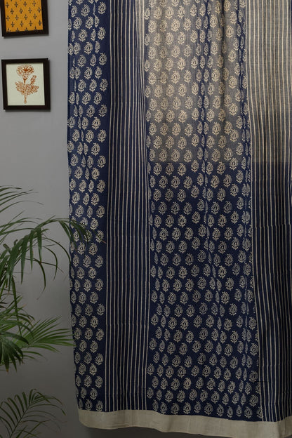 Delphinium Handblock Printed Cotton Door Curtain