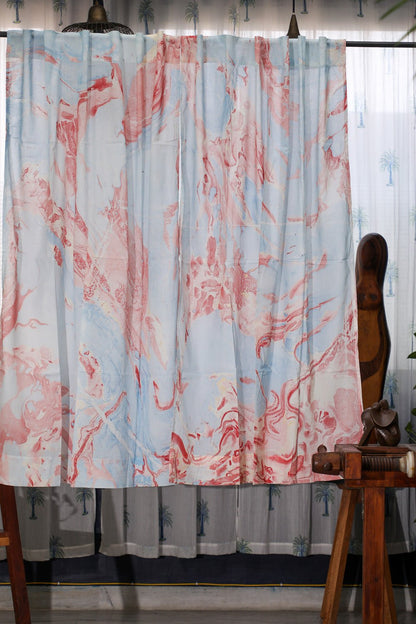 Dreaming Sky Handmarble Printed Cotton Window Curtain