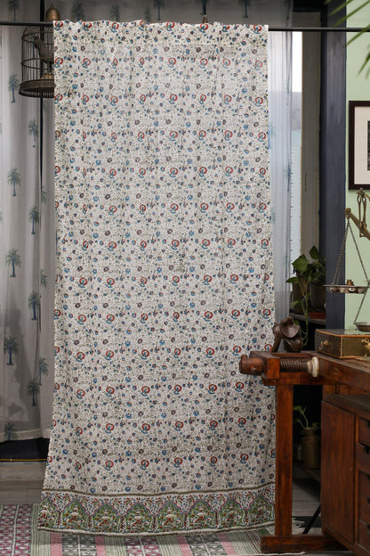 Floral Blossom Handblock Printed Cotton Door Curtain