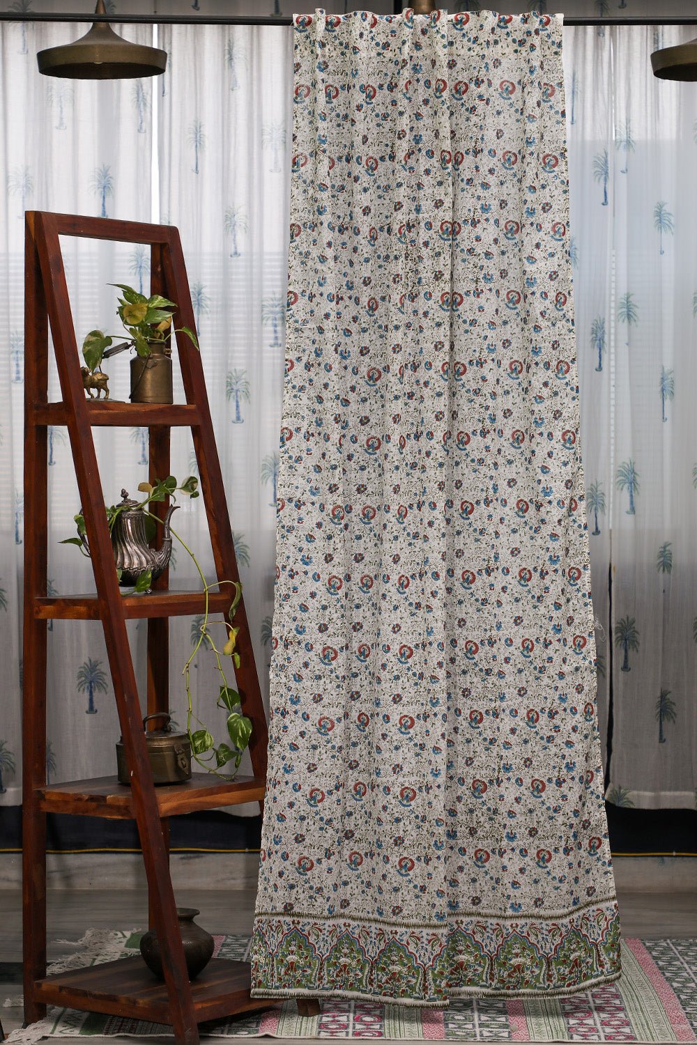 Floral Blossom Handblock Printed Cotton Door Curtain