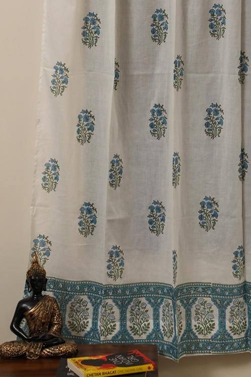 Floral Blossom Handblock Printed Voile Cotton Curtain