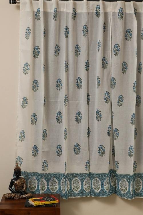 Floral Blossom Handblock Printed Voile Cotton Curtain