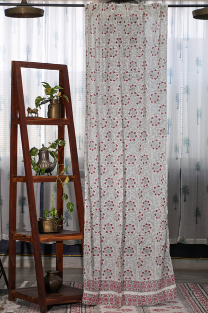 Floral Chakras Handblock Printed Cotton Door Curtain