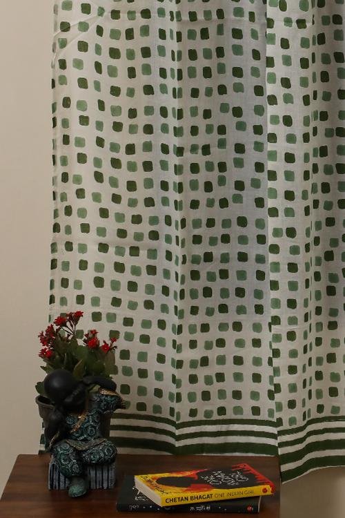 Flowering Checks Printed Voile Cotton Curtain