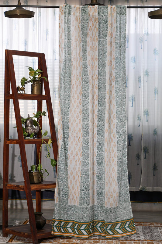 Garden Beauty Handblock Printed Cotton Door Curtain