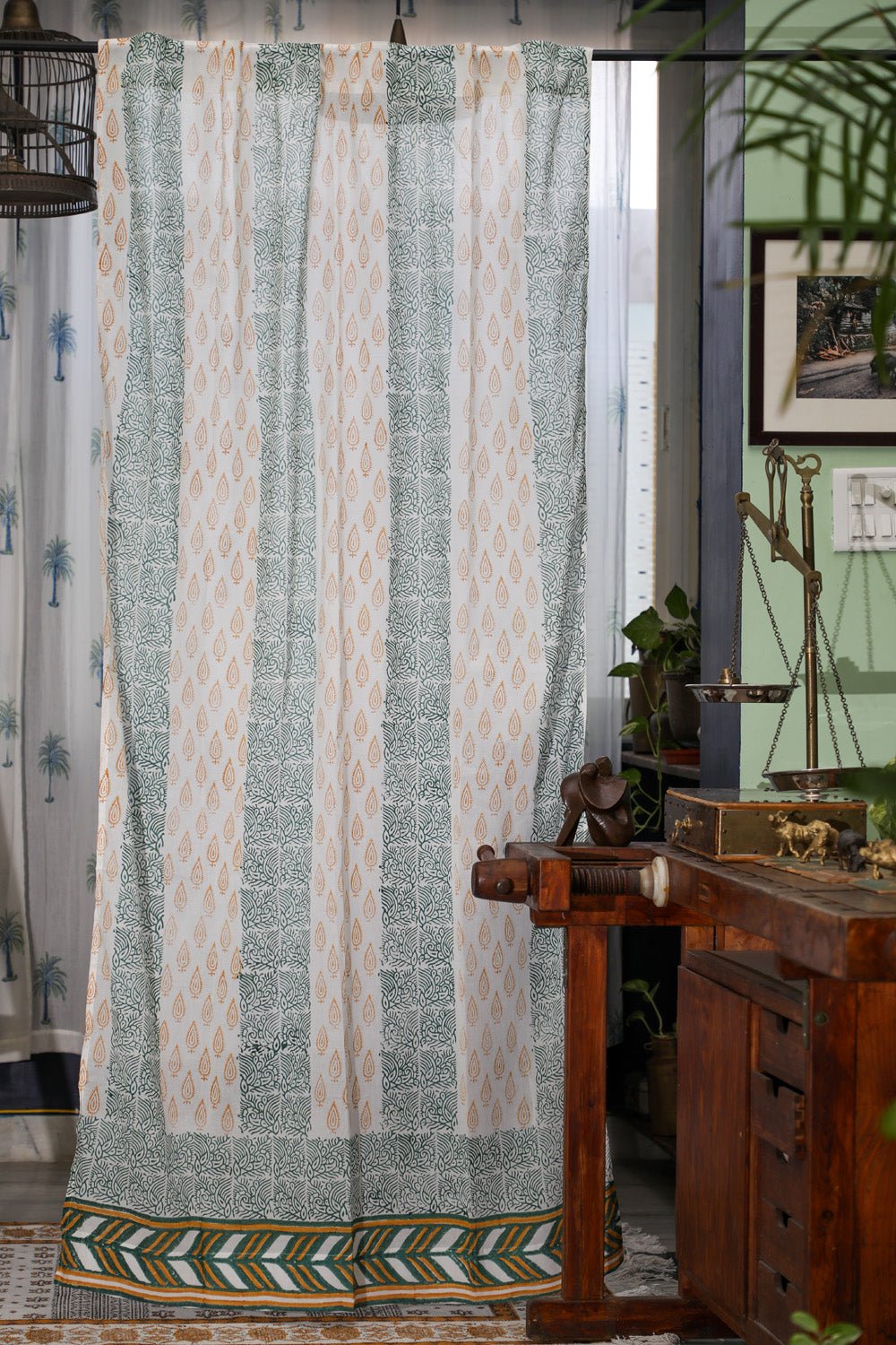 Garden Beauty Handblock Printed Cotton Door Curtain