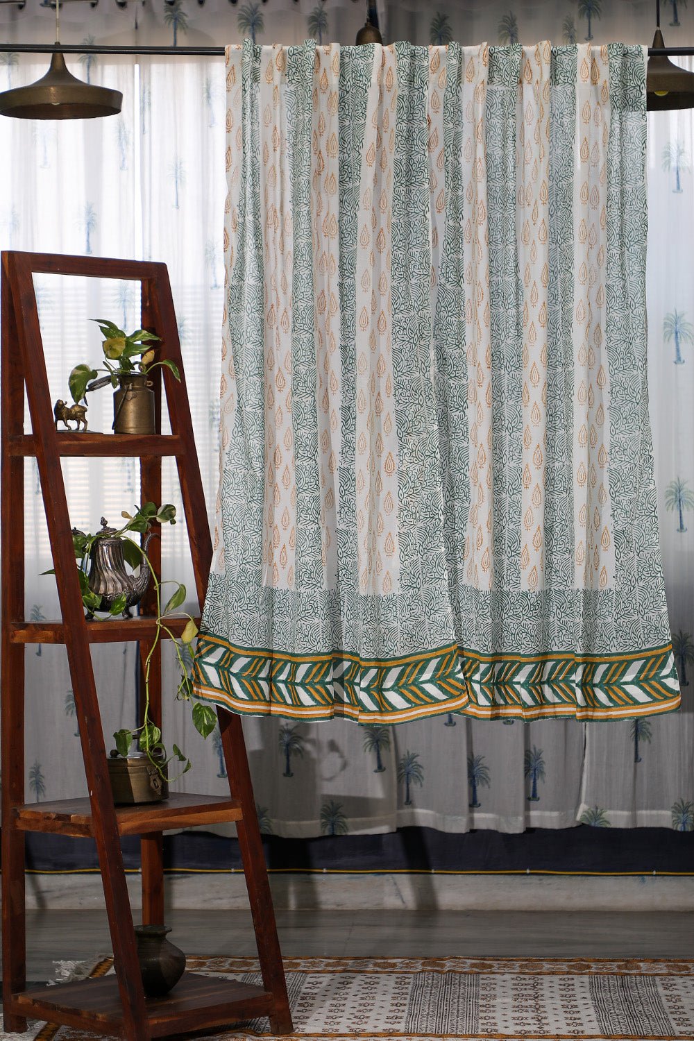 Garden Beauty Handblock Printed Cotton Window Curtain