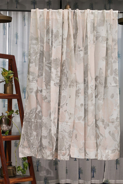 Gray Fantasy Handmarble Printed Cotton Window Curtain