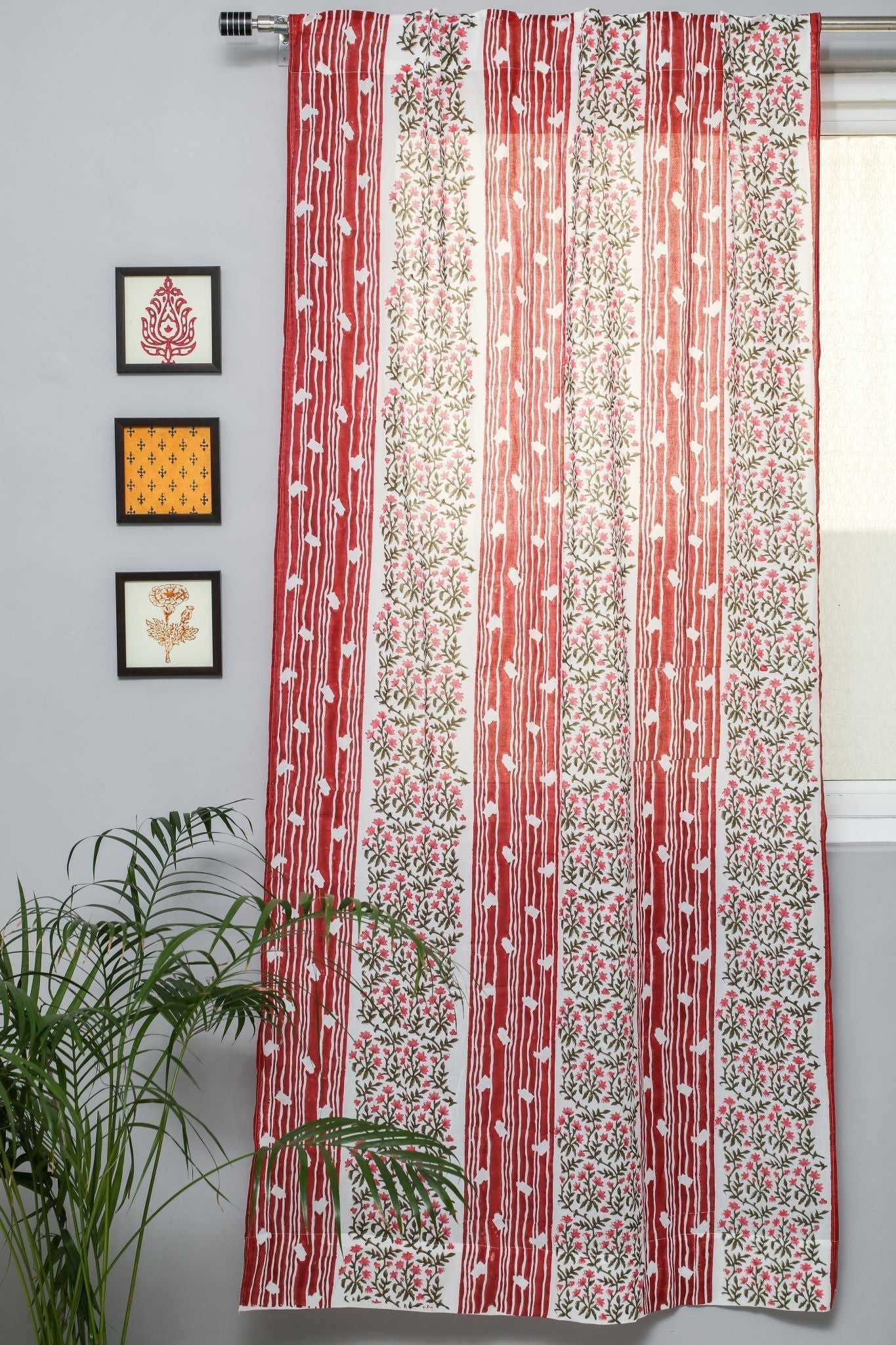 Haven Glazing Handblock Printed Cotton Door Curtain