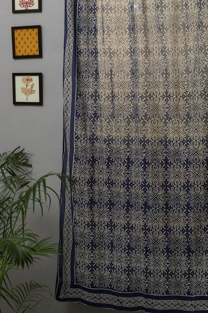 Iris Handblock Printed Cotton Door Curtain