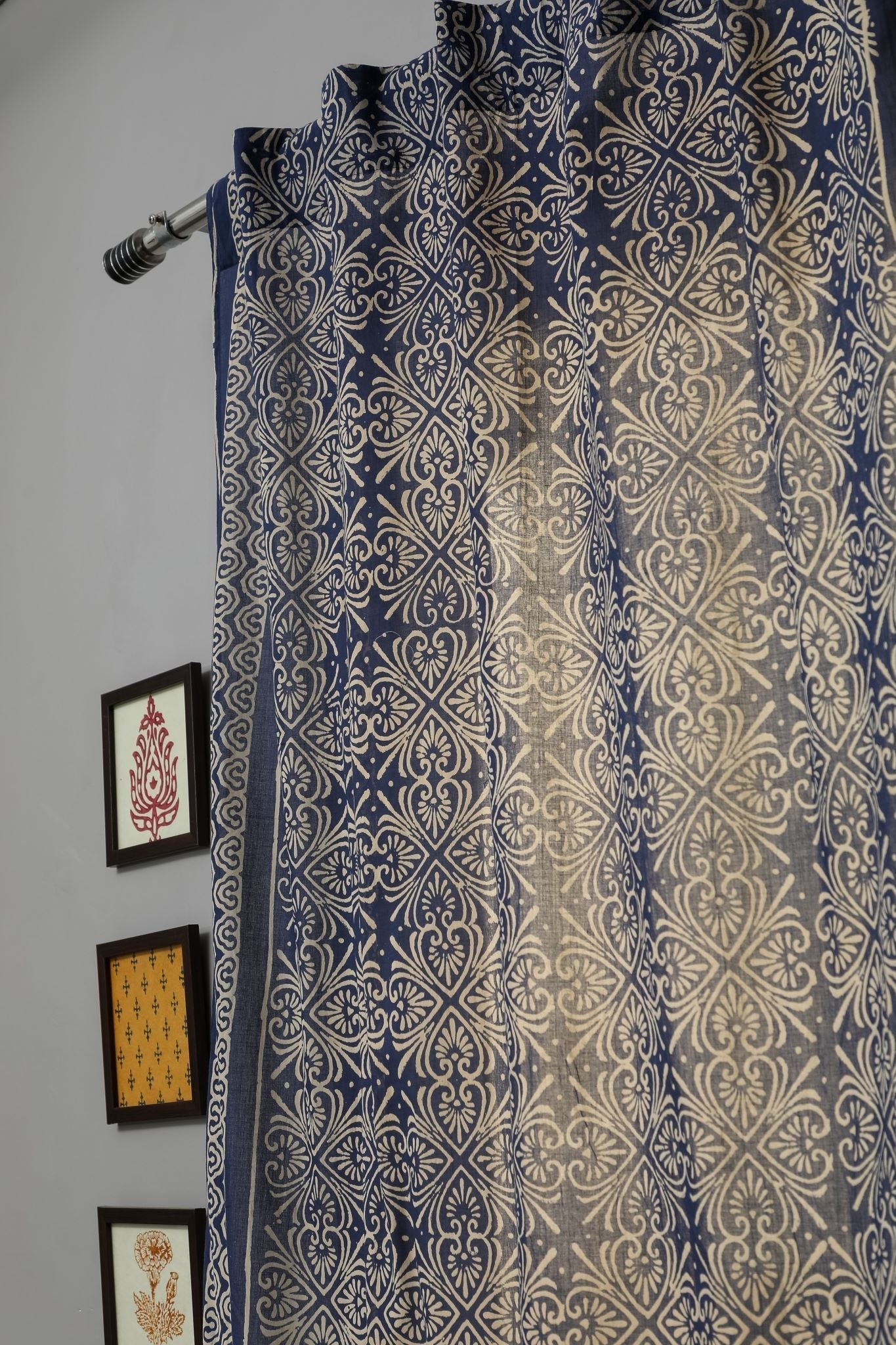 Iris Handblock Printed Cotton Door Curtain