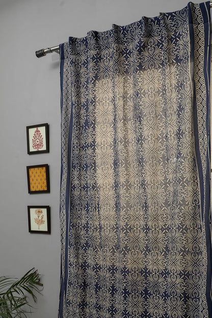 Iris Handblock Printed Cotton Door Curtain