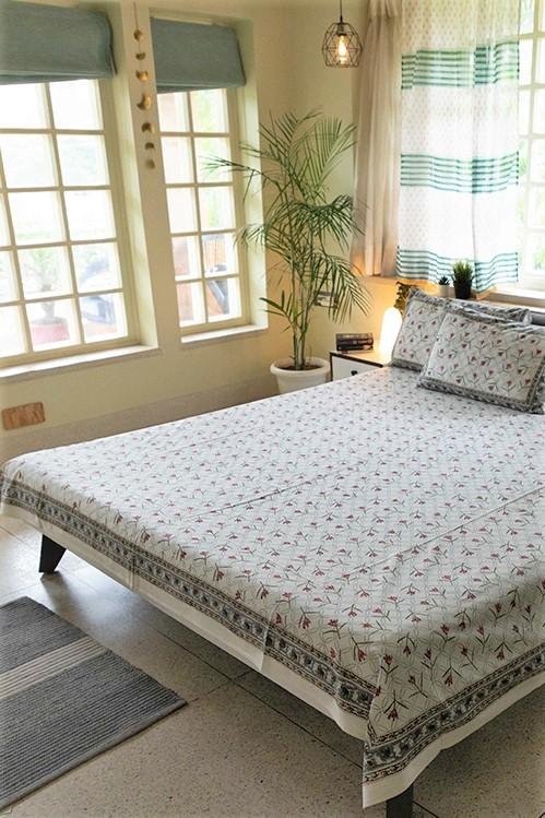 Lily Liberty Handblock Printed Cotton Bedsheet