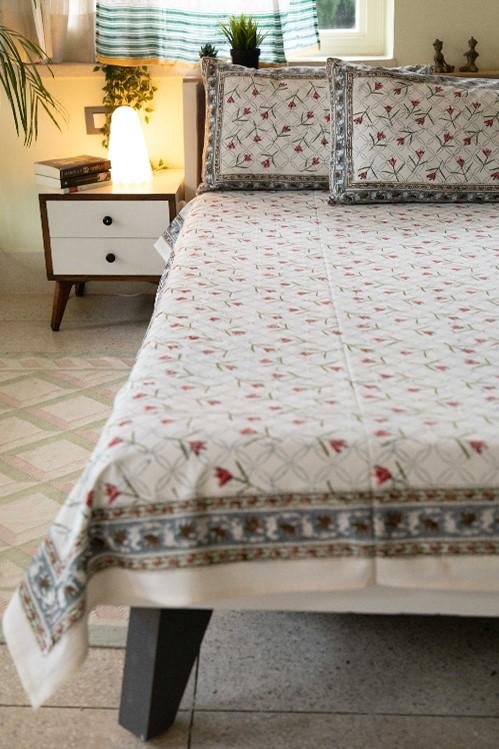 Lily Liberty Handblock Printed Cotton Bedsheet