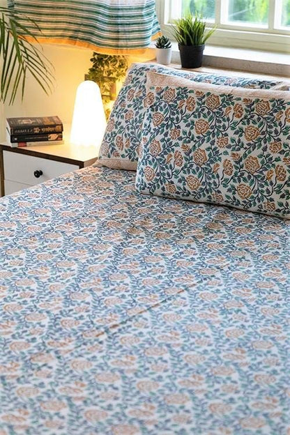 Lively Spring Handblock Printed Cotton Bedsheet