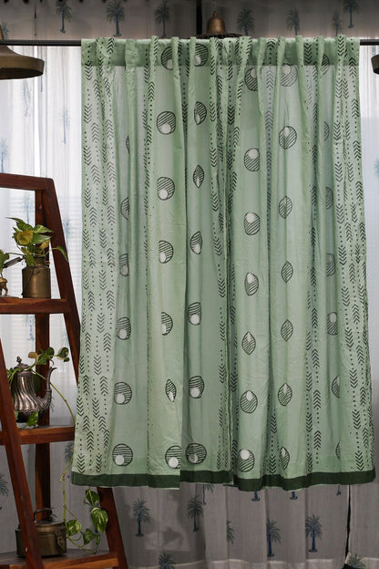 Pastel Dreams Handblock Printed Cotton Window Curtain