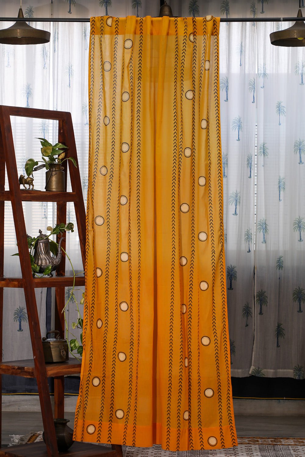 Pastel Polka Handblock Printed Cotton Door Curtain