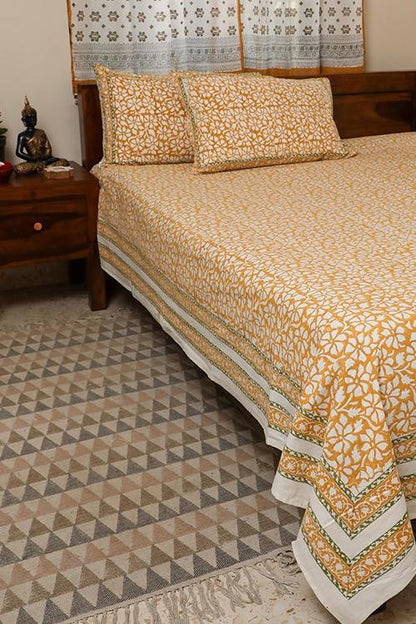 Peet Pushp Handblock Printed Cotton Bedsheet