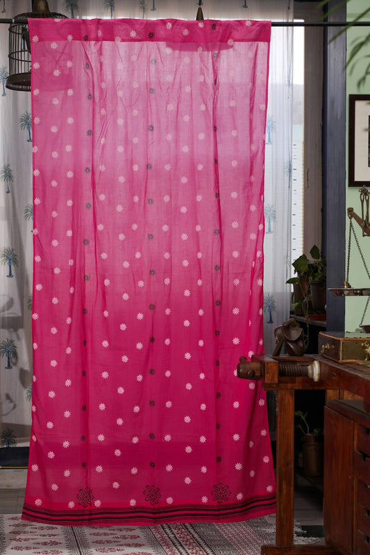 Pink Glow Handblock Printed Cotton Door Curtain