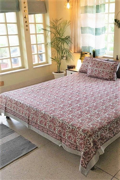 Pleasing Pasley Handblock Printed Cotton Bedsheet