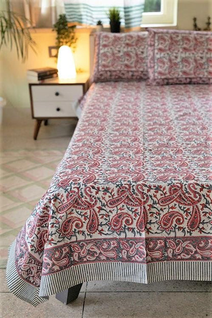 Pleasing Pasley Handblock Printed Cotton Bedsheet