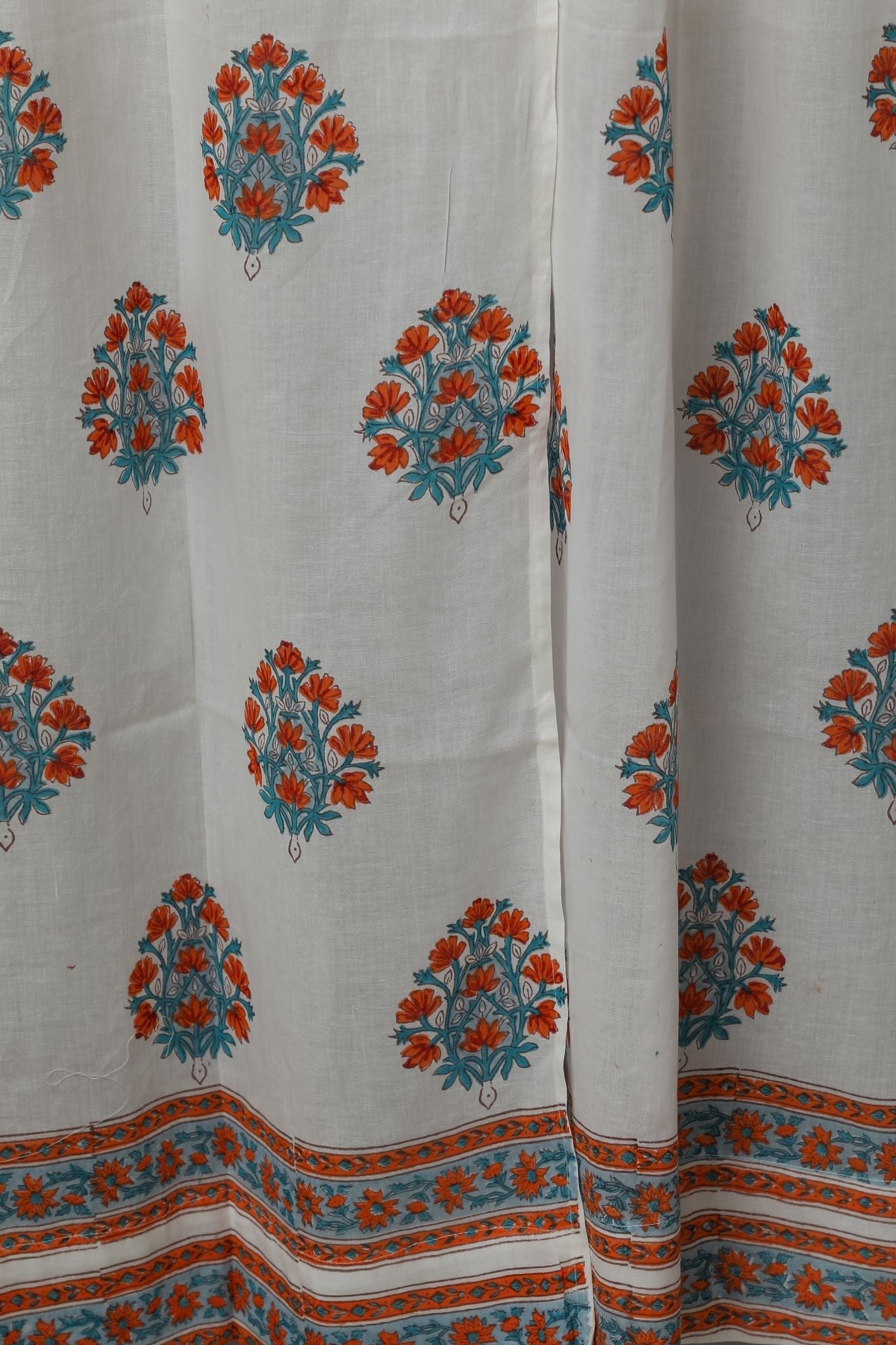 Saffron Daisy Handblock Printed Cotton Door Curtain