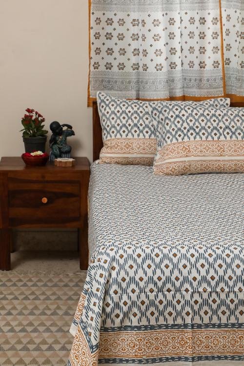 Sparkling Starts Handblock Printed Cotton Bedsheet