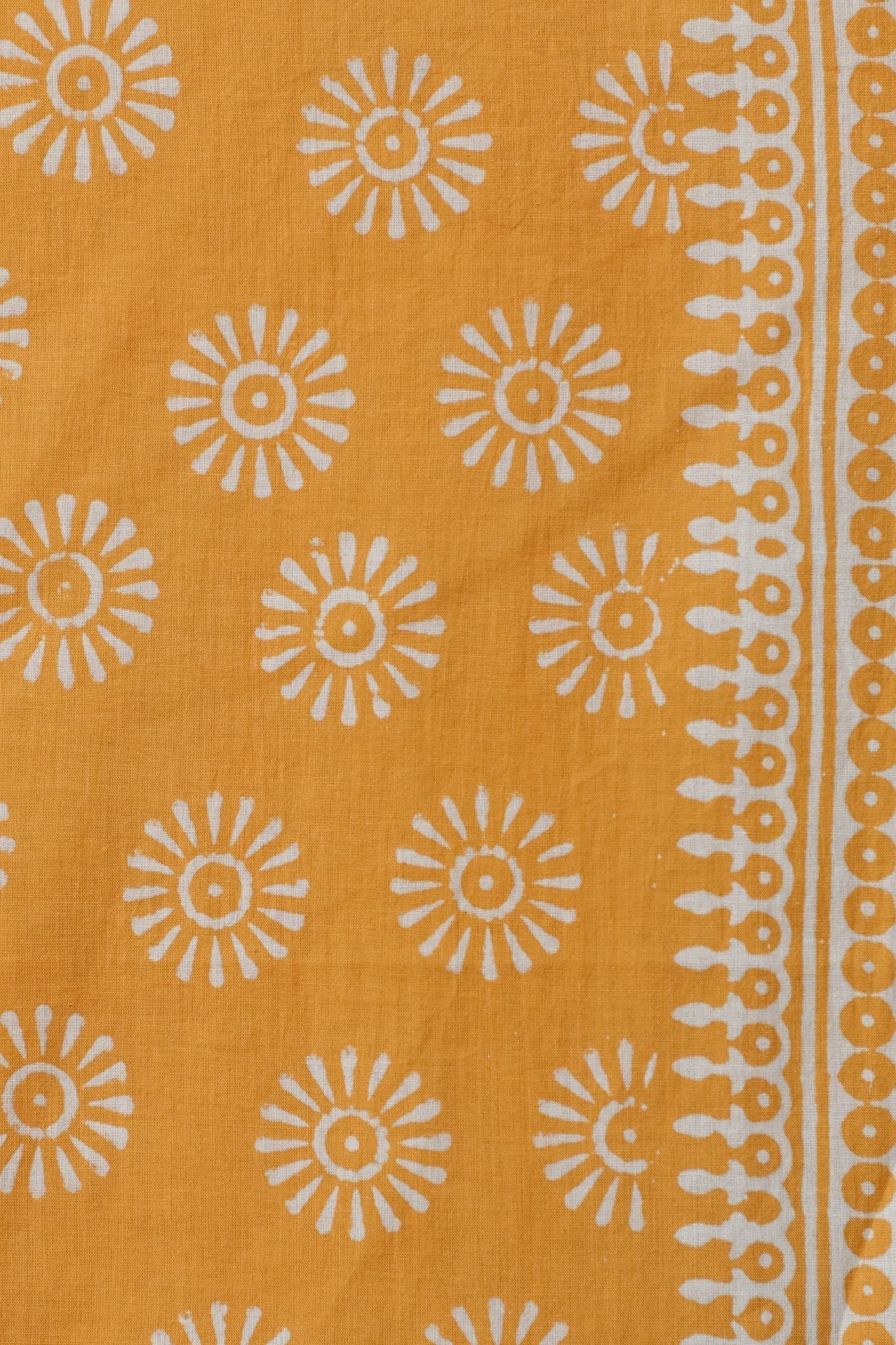 Sunflower Handblock Printed Cotton Door Curtain