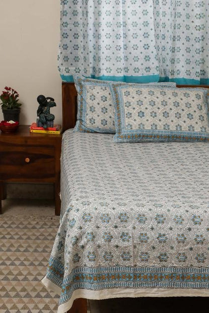 Twinkling Star' Handblock Printed Cotton Bedsheet