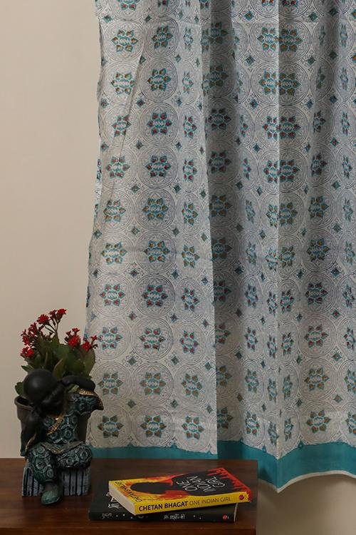 Twinkling Stars Handblock Printed Voile Cotton Curtain