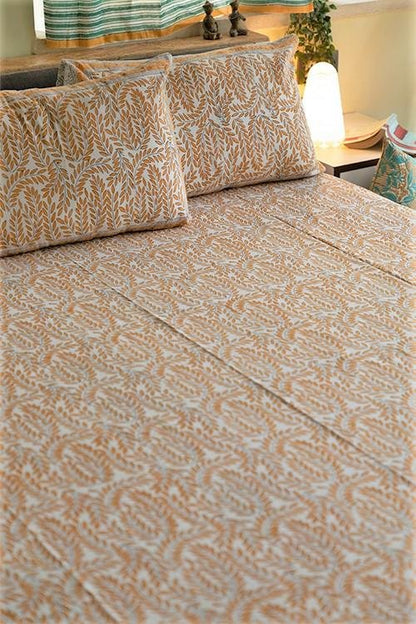 Yellow Delight' Handblock Printed Cotton Bedsheet