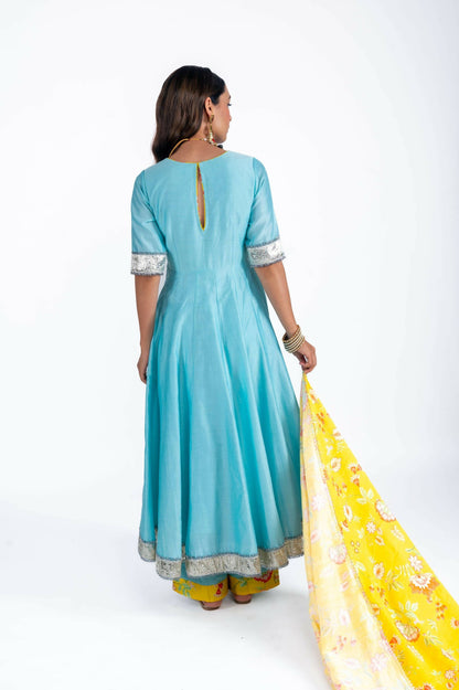 Anaya Sea Blue Anarkali Set